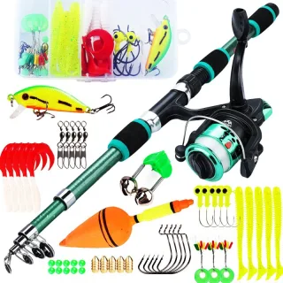 ZANLURE Spinning Fishing Rod Reel Combos 1.8M Telescopic Rod with 5.2:1 3BB Fishign Reel Max Drag 5kg Full Fishing Kit-G