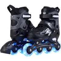COSTWAY Rollschuhe, 4 Größen verstellbar, Inliner mit leuchtenden Rädern