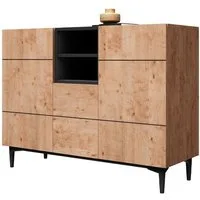 Newroom Sideboard Wildeiche 120 cm, Wildeiche Sideboard Vintage Industrial Highboard Anrichte Wohnzimmer