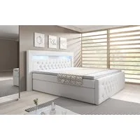 PROMETO Möbel Boxspringbett ASCONA Polsterbett mit LED-Beleuchtung, 2 Bettkästen, 2 Matratzen und Komfortschaum-Topper