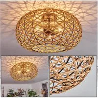 hofstein Deckenleuchte moderne Deckenlampe aus Holz/Rattan/Metall in Natur/Schwarz, ohne Leuchtmittel, Deckenleuchte mit Lichteffekt an der Decke, Ø3x E27, ohne Leuchtmittel