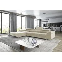 thematys Ecksofa ALVARO MAXI 355 x 204cm mit Schlaffunktion & Bettkasten –, L-Sofa mit 4 verstellbaren Kopfstützen, Samt (Monolotith), oder Cord (Poso) - L-Form, XL-Wohnlandschaft, 355 cm breit