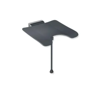 Hewi System 900 Duschklappsitz 900.51.214XA92 Edelstahl geschliffen, Polyamid anthrazit, mit Schamausschnitt