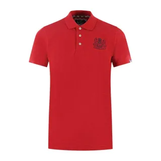 Aquascutum - Poloshirt für Herren/Damen Unisex, Ärmel mit Markenschriftzug (Rot)