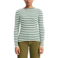 QS Langarmshirt Sommershirt, geringelt, Ripp-Ware