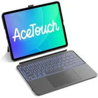 Inateck iPad Air Pro 12.9-13 Zoll Hülle mit Tastatur, 7 Farben Hinterleuchtet iPad-Tastatur (6" Großes Trackpad, Abnehmbar, mit Stifthalter, QWERTZ)