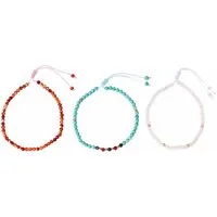 Firetti Fußketten Set Schmuck Geschenk Körperschmuck Edelsteine (Set, 3-tlg), mit Jade, Türkis (behandelt), Achat, Karneol