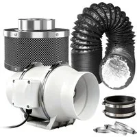 CannoBox Standventilator Rohrventilator 100mm Abluft Komplettset Aktivkohlefilter Growbox