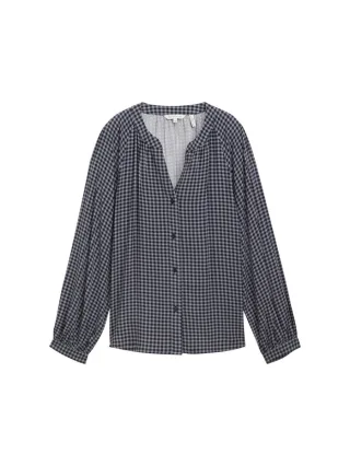 Tom Tailor - Gemusterte Bluse blau - Gr. - 38