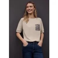 STREET ONE Rundhalsshirt Halbarmshirt mit Leo-Brusttasche