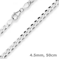 Schmuck Krone Panzerkette 4,5mm Panzerkette aus 925 Silber 50cm, Silber 925