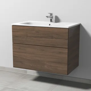 Sanipa 3way Waschtischunterbau zu Geberit Renova Plan Slim Waschtisch mit 2 Auszügen, Eiche-Arizona SM68780