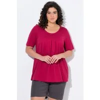 Ulla Popken T-Shirt T-Shirt Zierfalten A-Linie Rundhals Halbarm Modal