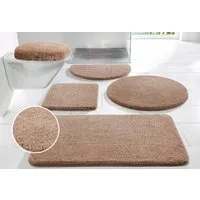 OTTO home Badematte Merida, Badvorleger, Badezimmer Teppich, Höhe 32 mm, rutschhemmend beschichtet, schnell trocknend, strapazierfähig, fußbodenheizungsgeeignet, Kunstfaser, 2-tlg. Hänge-WC Set, Badteppich, Uni Farben, rechteckig, rund & als 2-tlg. S