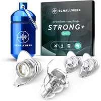 Schallwerk Gehörschutzstöpsel Strong+ Daily Ohrstöpsel dämpfen Lärm & erhalten Tonqualität, Ohrenstöpsel transparent mit Aufbewahrungsdose