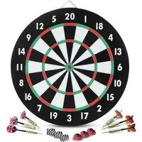 Stagecaptain Dartscheibe DBP-1810 BullsEye Papier-Dartscheibe, (Dartboard-Set, 18-tlg., inkl. 6 Dartpfeilen und 12 Flights), Steeldartscheibe aus Paper, zweiseitig bespielbar