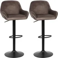 JEOBEST Barhocker Barstühle Samt Barstuhl Designer Hocker mit Rückenlehne (2er Set), mit Fußstütze, Barstuhl höhenverstellbar drehbar