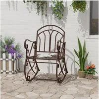 Outsunny Schaukelstuhl Schwingsessel, Gartenstuhl, Relaxstuhl, Sessel (Schaukelsessel, 1 St), für Garten, Balkon, Bronze