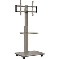 FITUEYES TV-Ständer mobile TV-Halterung mit Ablage, Rollen, 32-70 Zoll, (bis 70,00 Zoll, höhenverstellbar, ±30° schwenkbar, Holzbasis)