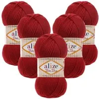 Alize 5 x ALIZE Baby Best 106 Crimson Häkelwolle, 240 m, Babywolle,Viskose,Anti-Pilling,Babygarn