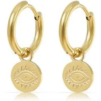 Made by Nami Ohrring-Set Gold hängend mit Augen-Anhänger, Boho Schmuck Damen Wasserfest