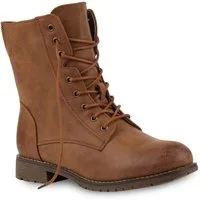 VAN HILL 812022 Schnürstiefelette Damen Schnürstiefeletten Profil Sohle Stiefeletten Leder-Optik