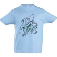 Urban Backwoods Print-Shirt Octopus Pirate Kinder T-Shirt Pirat Oktopus Krake Kraken Taucher Red (1-tlg) Tattoo Art Jerry Handyman