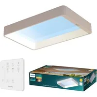 Philips LED Deckenleuchte Skylight VitaUp LED Panel mit Tageslichtsimulation, IP44, Abschaltautomatik, CCT - über Fernbedienung, Dimmfunktion, Ein-/Ausschalter, Farbsteuerung, Farbwechsel, Fernbedienung, Infrarot inkl., Memoryfunktion, Softlichtstart
