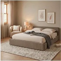 IDIMEX Polsterbett CURSIO, Doppelbett 140x200 cm mit Lattenrost in Cord-Optik Taupe