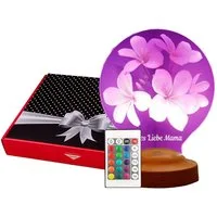 Geschenkelampe LED Nachttischlampe Plumeria Blumen Personalisierte Geschenke für Mama, Leuchte 7 Farben fest integriert, Geschenk für Muttertag, beste Mama der Welt, Mama