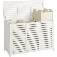 AdelDream Wäschekorb 150L Großer Wäschesammler 3 Fächer Gestreiftes Design