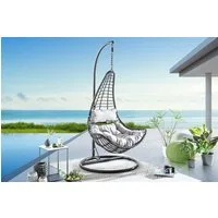 riess-ambiente Hängesessel LOFT WIDE grau / schwarz, Outdoor · Gartensessel · Hängestuhl · mit Gestell & Kissen