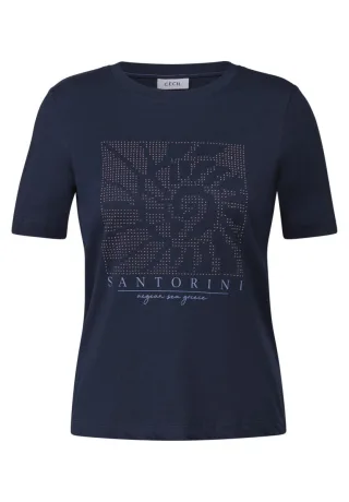 CECIL - Shirt mit Schmucksteinen blau - Gr. - XS