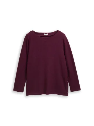 Tom Tailor - Plus Size - Soft-Touch Sweatshirt mit Knopfdetails Dark Red Mélange - Gr. - 50