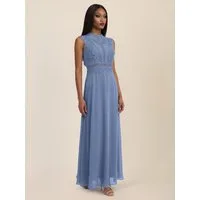 Apart Abendkleid mit Häkelspitze und Stehkragen