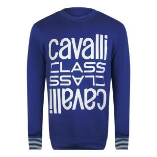 Cavalli Class - Sweatshirt Mit Rundhalsausschnitt Und Kräftigem Multi-logo In Irisblau