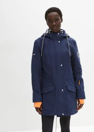 bonprix wasserdichte Funktions-Übergangsjacke, blau, Gr.40, Regenjacke mit Tunnelzug, A-förmig