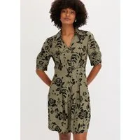 bonprix Blusenkleid aus Viskose, mit Knopfleiste, ausgestellte Passform, mit 3/4-Ärmeln