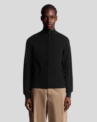 Lyle & Scott Strick-Trainingsjacke mit Mesh-Logo – Weiß
