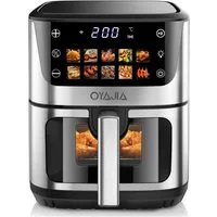 oyajia Heißluftfritteuse 9 Liter XXL Air Fryer, 10in1 Heißluftfritteuse, Farb-LED-Display mit Sensor-Touch Bedienung, fettfreie Zubereitung, inkl. Timer, platzsparend, spülmaschinenfester Korb, 1800,00 W, Heißluftfritteuse ohne Öl, Warmhaltefunktion