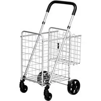 COSTWAY Einkaufstrolley, 48L+10L, mit verstellbarer Griff, klappbar