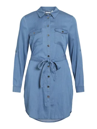 VILA - VIBISTA L/S SHIRT DRESS medium blue denim - Gr. - XS