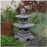 gartendekoparadies.de Gartenfigur Japanische Pagode mit acht Fenstern Steinlaterne, H. 40 cm, 11 kg