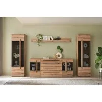 Home affaire Wohnwand Cantara, Anbauwand, Wohnzimmer-Set, in Eiche Evoke, Weiß oder Kaschmir, (Set), enthält zwei Vitrinen, ein Sideboard und ein Wandboard