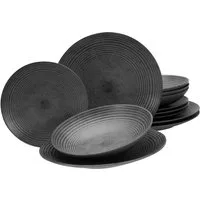 my home Tafelservice Teller Set, Geschirr-Set, Service Andree (12-tlg), 4 Personen, Steinzeug, handwerklicher Look, seidenmatte Glasur, 12 Teile für 4 Personen