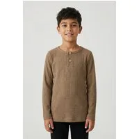 Name It Langarmshirt NMMKAB LS TOP NOOS Im Henley-Stil - mit kurzer Knopfleise, normal geschnitten