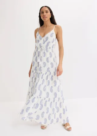 bonprix Maxikleid aus strukturierter Viskose mit Glitzereffekt, weiß, Gr.40, sommerliches Maxikleid aus strukturierter Viskose mit Glitzereffekt und Spaghetti-Trägern, aus Viskose