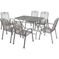 MWH Sitzgruppe MWH Garten-Essgruppe Caffe Latte Metall 6 Personen, Klappbar witterungsbeständig
