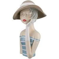 GILDE Dekofigur Figur Lady (1 St), Gestreiftes Sommerkleid, maritimer Look, Skulptur mit Hut