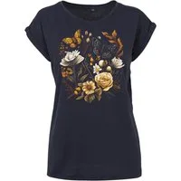 Youth Designz Print-Shirt Flowers Botanic Damen T-Shirt Statement Geschenk Frauen Motiv mit stylischen Blumen Aufdruck für Frauen